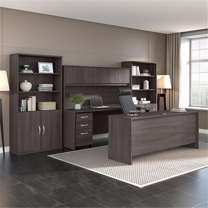 Bush Business Furniture Studio C 72W x 30D Office Desk with Storage Return and Mobile File Cabinet in Storm Gray