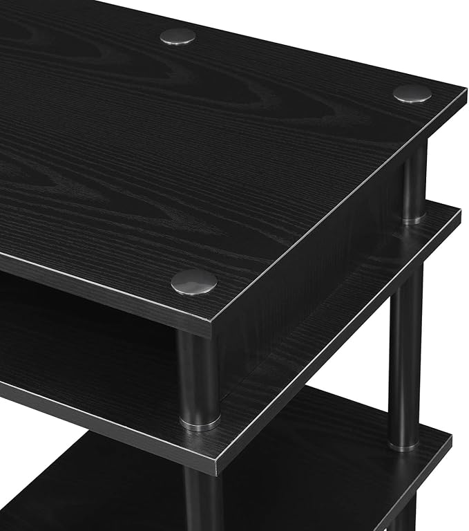 Convenience Concepts Designs2Go No Tools Desk Home Office Desk with Shelves, Corner Shelf Vanity Desk Computer Desk Nail Table for Nail Tech - 47.25" L x 15.75" W x 30" H, Black/Black