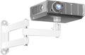 WALI Mini Foldable Projector Wall Mount with 360° Rotating Gimbal, Fully Adjustable Wall/Ceiling Mount Bracket for 1/4" M4 M6 Screw Projectors, Small Projector Holder up to 4.4lbs (1330LM-PMW), White
