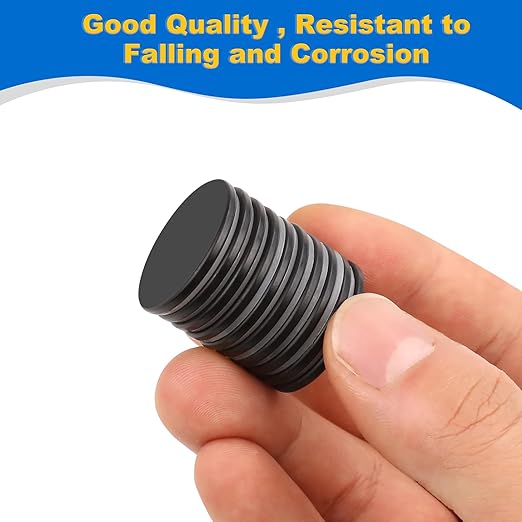 LOVIMAG 30 Pack Strong Magnets, Black Magnets with Adhesive Backing, Rare Earth Magnet Heavy Duty for Fridge, White Board, Office, Scientific, Tool Room - 0.98x0.08inch