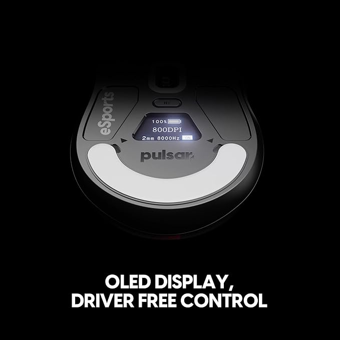 Pulsar Gaming Gears X2H v3 eS Wireless Gaming Mouse, Ultra Lightweight 1.87 oz (53g), Symmetrical, Optical Switch, 32000 DPI, 750 IPS, XS-1 Sensor, 8k Compatible (Medium, Black)