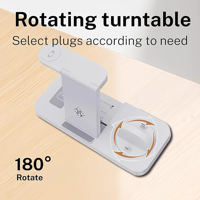 6-in-1 Fast Wireless Charging Station for iPhone 16/15/14/13, Apple Watch Ultra/9/8, AirPods Pro,18W Qi-Certified (B21-C-WHITE)