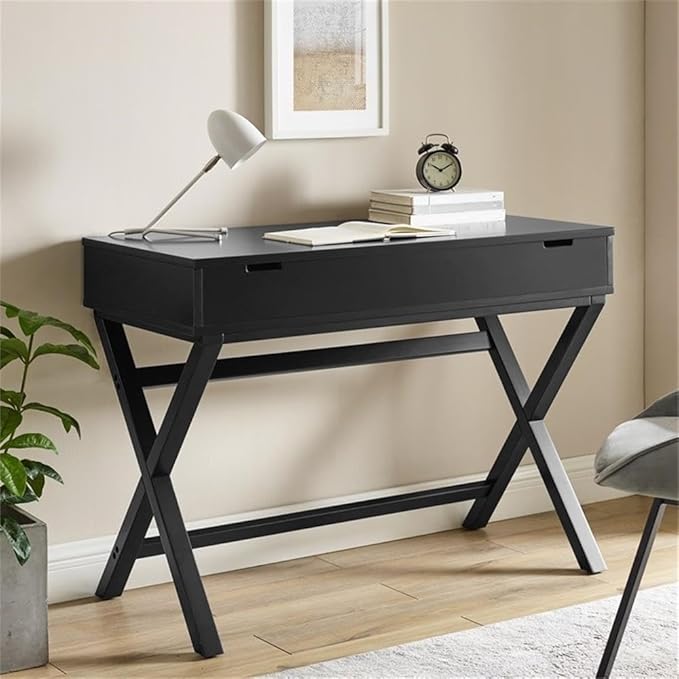Pemberly Row Set of 2 Lift Top Stand Up Desk with X-Frame Legs & Swivel Chair