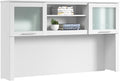 Bush Home 60-Inch Desk Hutch, Office Storage Organizer with Shelves, Cubbies and Frosted Glass Doors for Computer Desk, Home Office Furniture, Somerset Collection, White