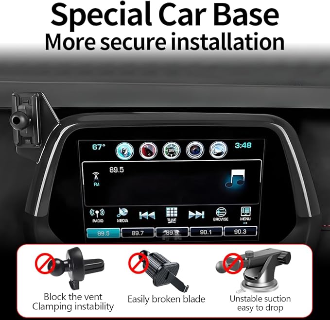 Car Magnetic Phone Mount for Chevrolet Chevy Camaro 2016 2017 2018 2019 2020 2021 2022 2023 2024 Auto Accessories Best Cellphone Holder Fast 15W Wireless Charger Cell Phones Charging Screen Stand