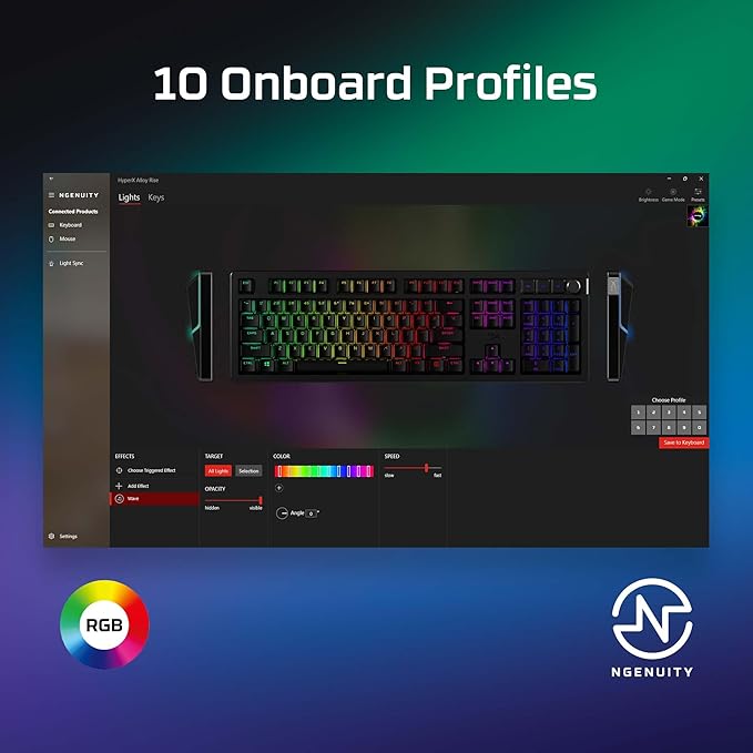 HyperX Alloy Rise – Hot-Swappable Mechanical Gaming Keyboard, PC, Ambient Light Sensor, Gasket Mounted, HyperX Linear Switches
