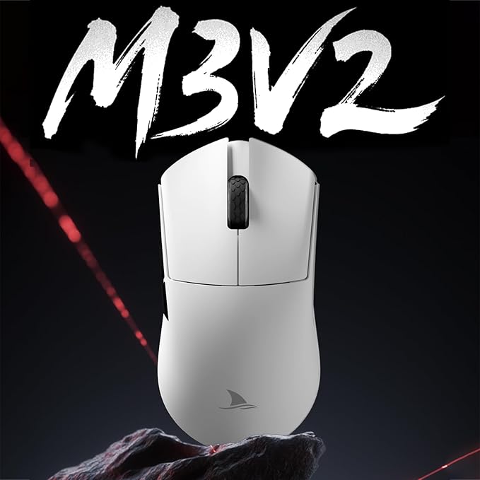 Darmoshark M3V2 8K Wireless Gaming Mouse,Tri-Mode 2.4G/USB-C/Bluetooth Mouse Up to 26000Dpi,PAW3395 Optical Sensor Lightweight 58g,5 programmable Button,Computer Mouse for Laptop,PC,Windows,Mac(White)