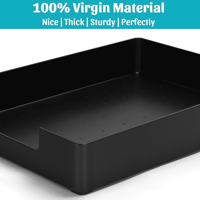 Letter-Size Tray Desk Letter Tray Paper Tray, Sturdy Heavy-Duty Plastic Printer Paper Tray, Single-Tier Stackable File Storage Organizer for Office Home (Black ×2)