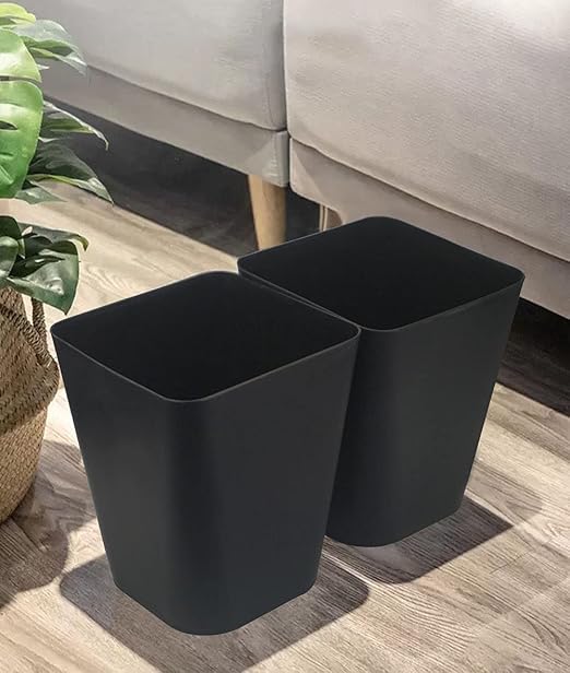 1.6 Gallon Small Trash Can Bathroom Wastebasket Garbage Can for Kitchen Office Bathroom,Pack of 2(1.6 Gallon(2 Pack), Black)