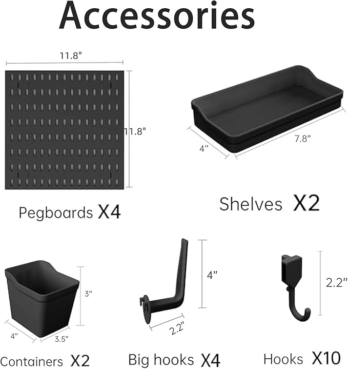 Revamp Your Space With A Versatile Pegboard Kit - Effortlessly Organize Home, Office, And Gaming Setup With Customizable Hanging Solutions (black)