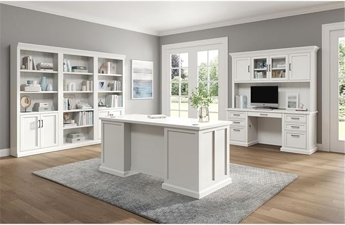 Pemberly Row Set of 3 Fully Assembled Office Desk & Filing Cabinet & Bookcase