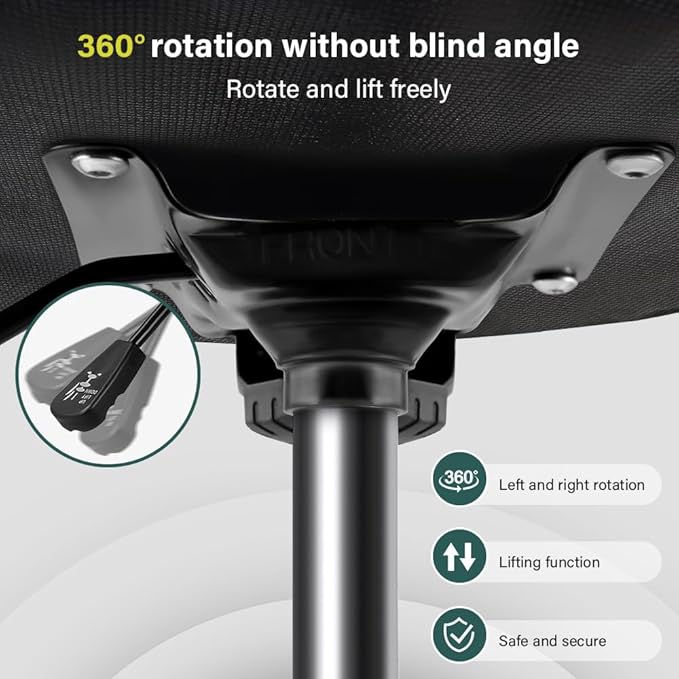BFTOU Home Office Chair with Backrest Adjustable Drafting Chair Thick Seat Cushion Rolling Stool with Wheels for Shop Salon Bar Kitchen Studio, Black