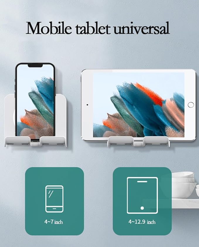 Shower Phone Holder Upgraded Adjustable Tablet Wall Mount Phone Holder, for Kitchen Bathroom Dorm Bedroom, Compatible with iPhone Series and Other Smartphones.Ipad/Smartphone（White）