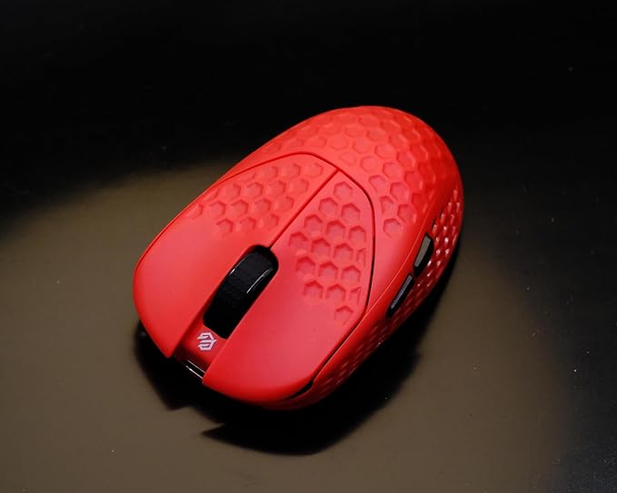 GWolves HTR Lightweight Wireless Fingertip Grip Gaming Mouse,~28Gram,8K-Report,Low Latency,PAW3395 26,000CPI,Nrf52840 CPU,6 Programmable Btns,On-Board Memory,PC/Mac and Laptop (Honeycomb, Red)