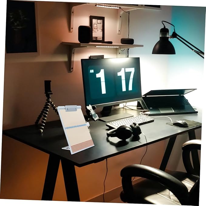 KALLORY Adjustable Document Holder Paper Stand for Desk with Pen Storage Plastic Copyholder for Books Magazines Newspapers and Documents Ergonomic Reading Aid for Office and Library Use