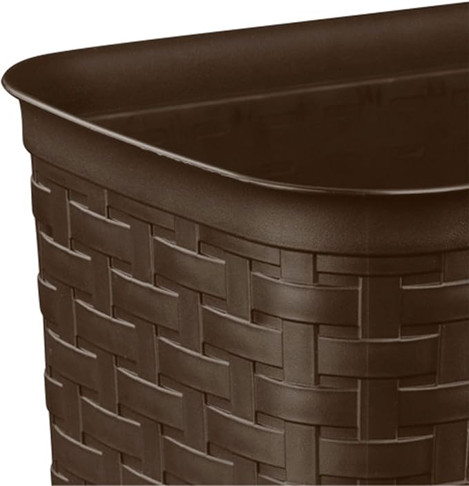 Sterilite 3.4 Gallon Weave Wastebasket, Small, Decorative Trash Can for the Bathroom, Bedroom, Dorm Room, or Office, Espresso Brown, 6-Pack