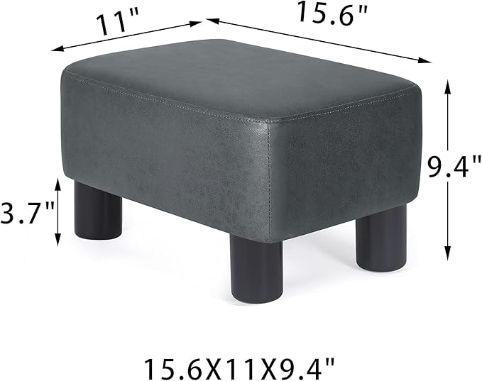 Footrest Small Ottoman Rectangular Footstool Modern Stool Seat Chair for Home Living Room Bedroom (Dark Gray)