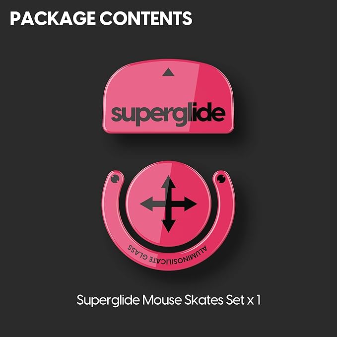Superglide Glass Mouse Skates for Logitech G Pro X Superlight - Polished Edge, Ultra Smooth Glide, Compatible with Glass Mousepads, Durable Gaming Feet (Type-S, Magenta)