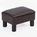 Ottoman Footrest Stool Small Modern Rectangular Seat Chair Footstool (Brown PU Leaher)