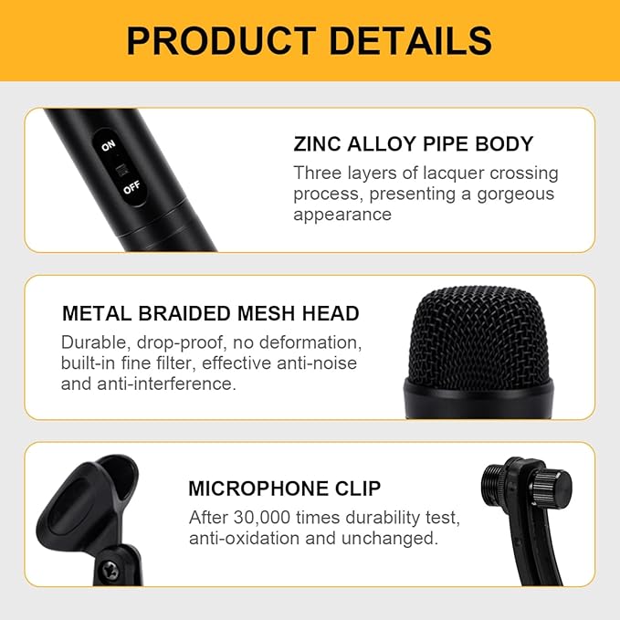 W IN-MIX G7 7-Piece Wired Dynamic Drum Mic Kit (Whole Metal)- Kick Bass, Tom/Snare & Cymbals Microphone Use for Drums, Vocal, Other Instrument Complete with Thread Clip, Mics Holder