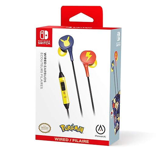 PowerA Wired Earbuds for Nintendo Switch - Pikachu Blossom, 3.5 mm, Wired, Officially Licensed