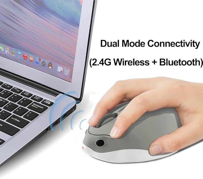 Wireless Mouse Bluetooth Cute Hamster Shape Kawaii Fun Portable Silent Lightweight Quiet Cordless Gaming Mice for PC Laptop Computer Mac iPad Pro MacBook Pro/Air Kids Boys Girls Women Men Gift