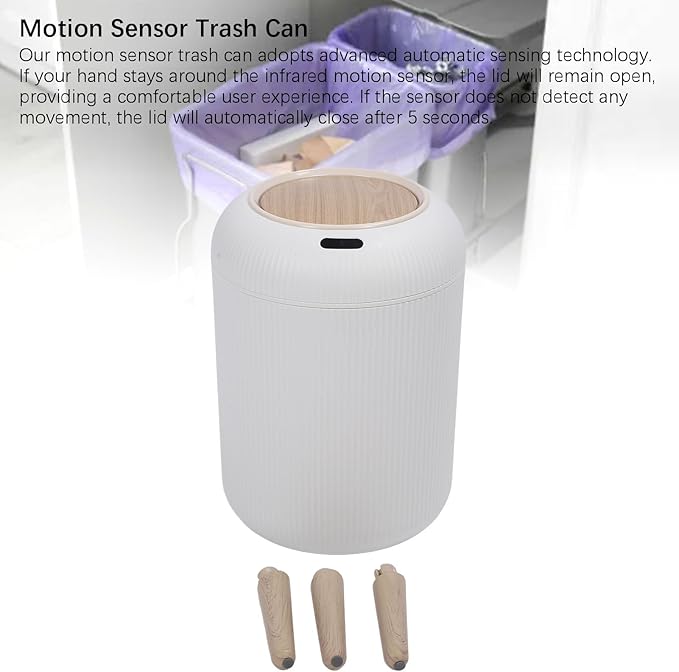 Aramox Motion Sensor Trash Can, 3 Gallon Smart Garbage Can Water Proof Touchless Trash Can Slim Small Trash Bin Compatible with Kitchen Bedroom (White)