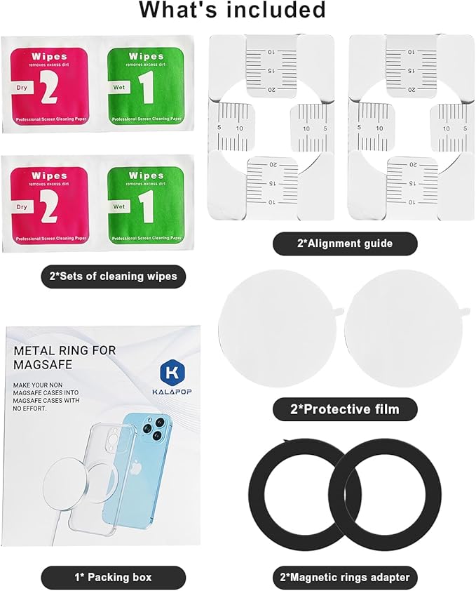 KALAPOP for Magsafe Magnetic Ring,2 Pack- Compatibile with MagSafe Accessories/Charger/Mount/Wallet/Case/Kindle for iPhone 17/Air/16/15/14/13/12/11, Pixel 9, Samsung Galaxy Z Fold/Z Flip/S