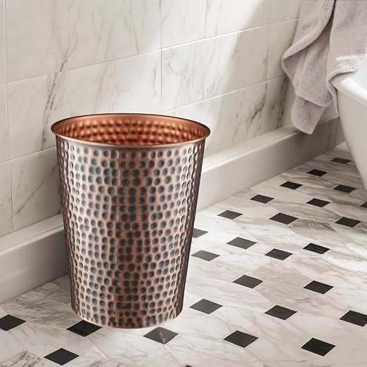 Monarch Abode Hand Hammered Metal Desk Wastebasket – Antique Copper