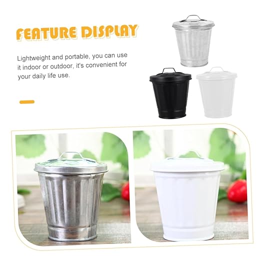3pcs Desk Flowerpot Waste Bin Mini Trash Can Lid Desktop Slim Trash Can Lid