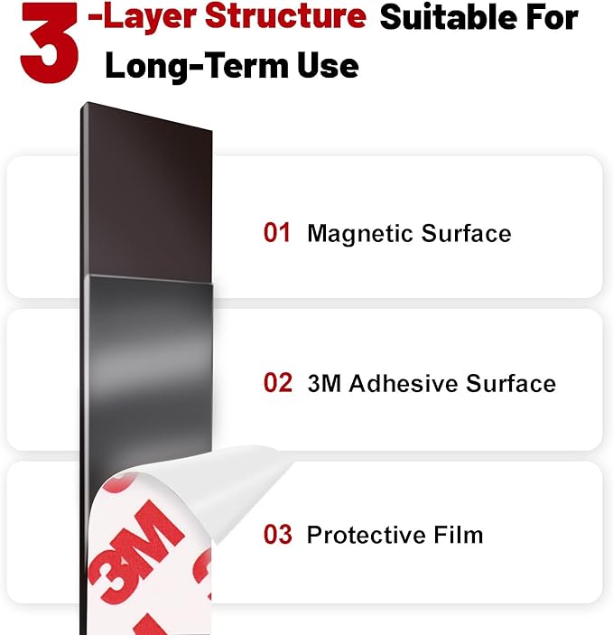 DTLHCNCT Magnetic Tape - 16 ft x 1 inch Magnet Strip Tape Roll with Strong Adhesive Backing,Magnetic Strip for Kitchen, Office, School Organization, Whiteboards,Fridge(0.07" Thick)