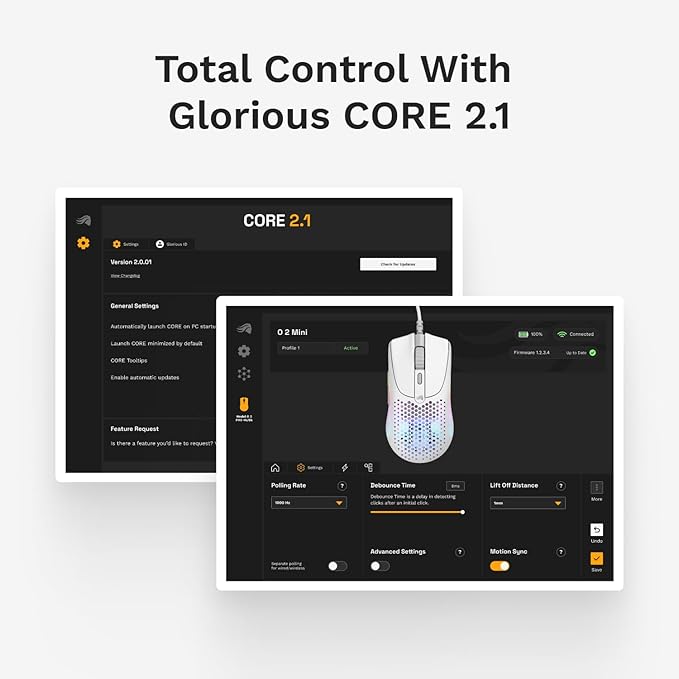Glorious Gaming - Superlight Wired PC Gaming Mouse with Honeycomb Shell, 6 Programmable Buttons, RGB Lighting & PTFE Skates - Model O 2 Mini, Matte White