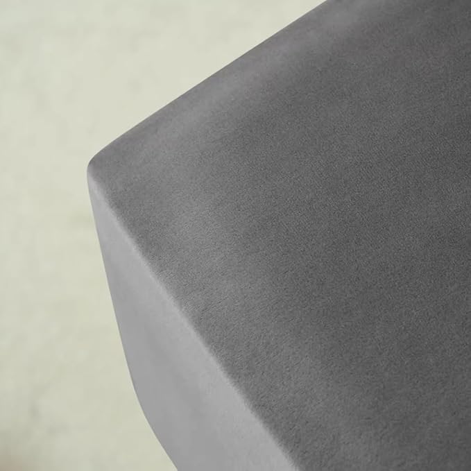 Ottoman Cover Square Velvet Ottoman Covers Protector for Footrest Foot Stool Furniture Stretch Comfortable with Elastic Bottom Large Dark Grey
