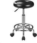 VECELO Hydraulic Salon Stool with Wheels, Height Adjustable PU Leather Swivel Seat, 300 lb Capacity (Black)