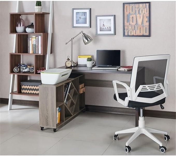 Furniture of America FOA Minshew Solid Wood 2-Piece Convertible Desk with Bookcase Set in Brown