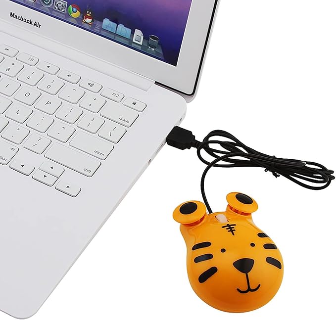 Sokelinn-six Wired Cute Mouse, USB Wired Mause for Kids with Lovely Cartoon Shaped, 1600PDI 3 Buttons Ergonomic Mini Mice for PC Laptop Desktop (Orange Tiger)