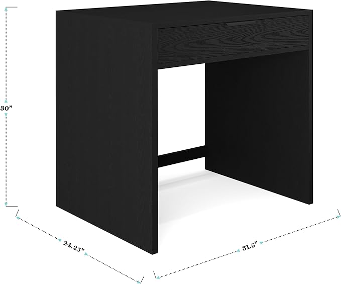 Martha Stewart Kayden Home Office Modular Desk with Drawer and Dual 3 Drawer File Cabinets in Black with Oil Rubbed Bronze Hardware