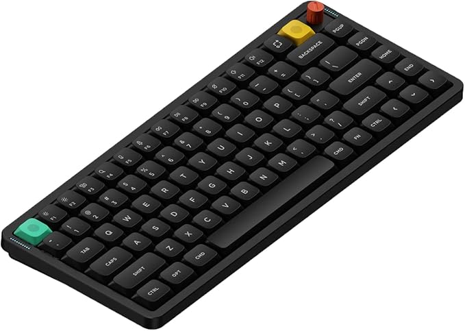 nuphy Air75 V3 Hot Swappable Wireless Mechanical Keyboard, 84 Keys 75% Custom Low Profile Keyboard with Knob, RGB Backlit, Gasket Mounted, Support Bluetooth/2.4GHz/USB-C,Black-Red Nano
