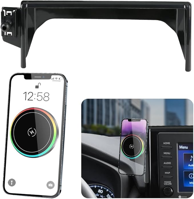 Car Magnetic Phone Mount for 2019-2025 Toyota RAV4 LE XLE and RAV4 Hybrid LE XLE SE Woodland XLE-Premium and RAV 4 Prime SE Auto Accessories Cell Phones Holder Fast 15W Wireless Charger