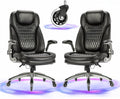 COLAMY Executive Office Chair with Thick Bonded Leather (Black-6686, Set of 2)