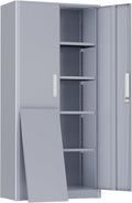 Greenvelly Metal Storage Cabinet,Dark Gray Steel Garage Cabinet with Doors and Adjustable Shelves, Metal Cabinet with Lock,Garage Cabinets and Storage System for Garage,Home Office,School