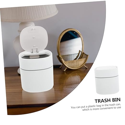 GLEAVI Slim Trash Can Lid Tiny Trash Can for Office Desktop Waste Container Bin