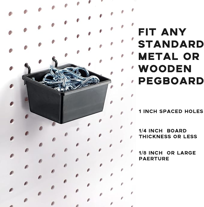Sieral 30 Pcs Pegboard Organizer Accessories Kit Includes Peg Board Shelving Storage Basket Organizer Bins Hooks Loops Cup with Cup Holder for Garage Room Wall Attachments Tools(Black)