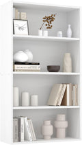 Sweetcrispy Industrial 4 Shelf Bookcase - Large 42.1 Inch Tall Floor Standing Open Bookshelf for Home Office, Living Room, and Bedroom Storage, Classic White