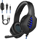 Gaming Headset with Microphone - for PC, PS4, PS5, Xbox One, Xbox Series X|S - 3.5mm Jack Gamer Headphone with Noise Canceling Mic - Black&Blue