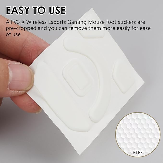 2 Pack V3 X HyperSpee Wireless Esports Gaming Mouse Feet Sliding Stickers, Mice Glass Skates Pad, Replacement Glide Stickers for Smooth Control and Precision on Any Gaming Surface (White PTFE)