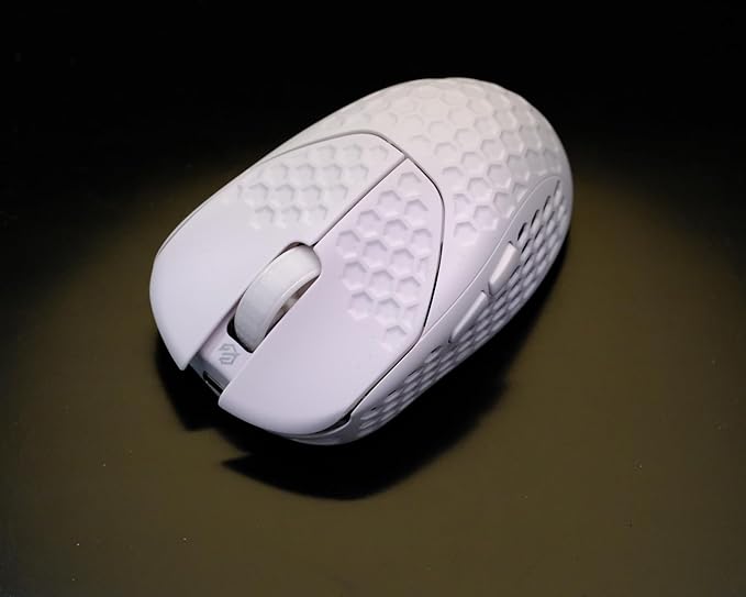 GWolves HTR Lightweight Wireless Fingertip Grip Gaming Mouse,~28Gram,8K-Report,Low Latency,PAW3395 26,000CPI,Nrf52840 CPU,6 Programmable Btns,On-Board Memory,PC/Mac and Laptop (Honeycomb, White)