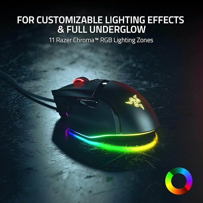 Razer Basilisk V3 Customizable Ergonomic Gaming Mouse + Firefly V2 Hard Surface Gaming Mouse Mat Bundle