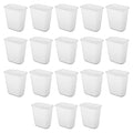 Sterilite 5.5 Gallon Rectangular Wastebasket Easy to Clean Open Top Durable Home Kitchen Trash Bin, Fits 8 Gallon Liner, 18 Pack, White