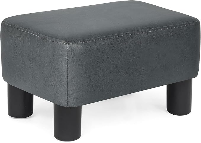Footrest Small Ottoman Rectangular Footstool Modern Stool Seat Chair for Home Living Room Bedroom (Dark Gray)